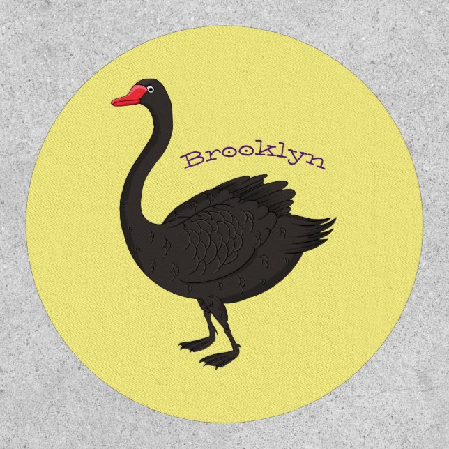 Black swan cartoon illustration patch (Front)