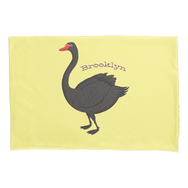 Black swan cartoon illustration  pillow case (Front)