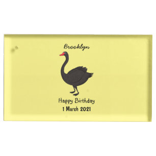 Black swan cartoon illustration  place card holder