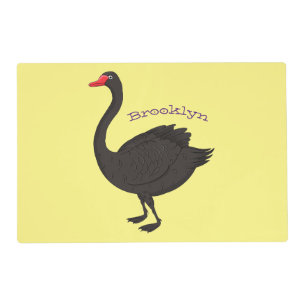 Black swan cartoon illustration placemat