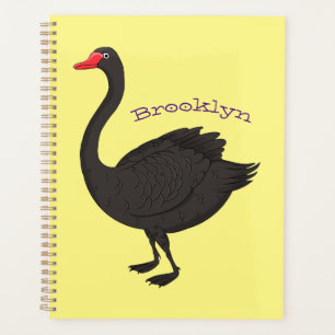 Black swan cartoon illustration planner