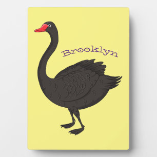 Black swan cartoon illustration plaque