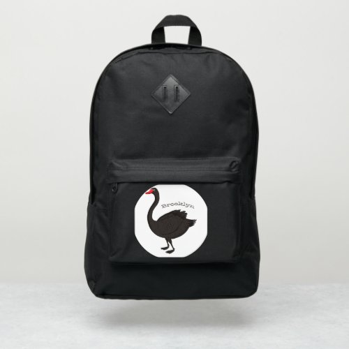 Black swan cartoon illustration  port authority backpack