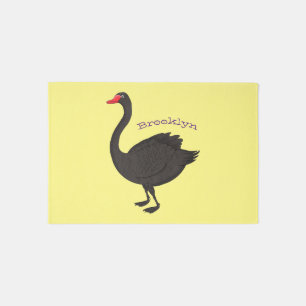 Black swan cartoon illustration rug