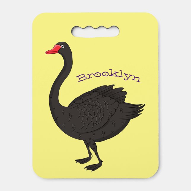 Black swan cartoon illustration  seat cushion (Front Vertical)