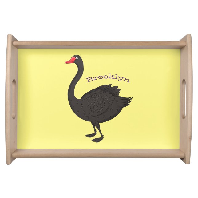 Black swan cartoon illustration serving tray (Front)