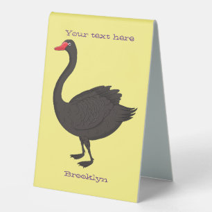 Black swan cartoon illustration  table tent