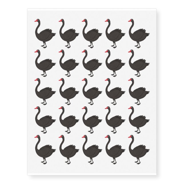 Black swan cartoon illustration temporary tattoos (Front)