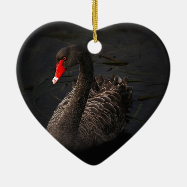 Black Swan Ceramic Ornament (Front)