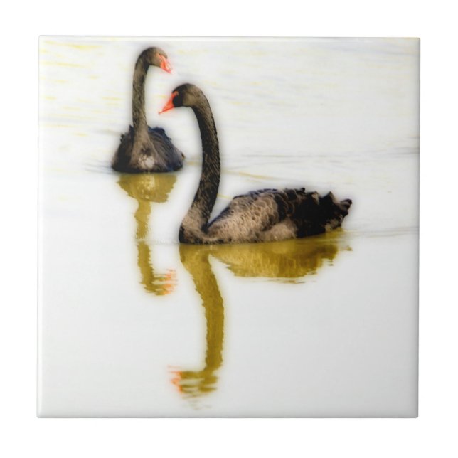 Black Swan ceramic tile (Front)