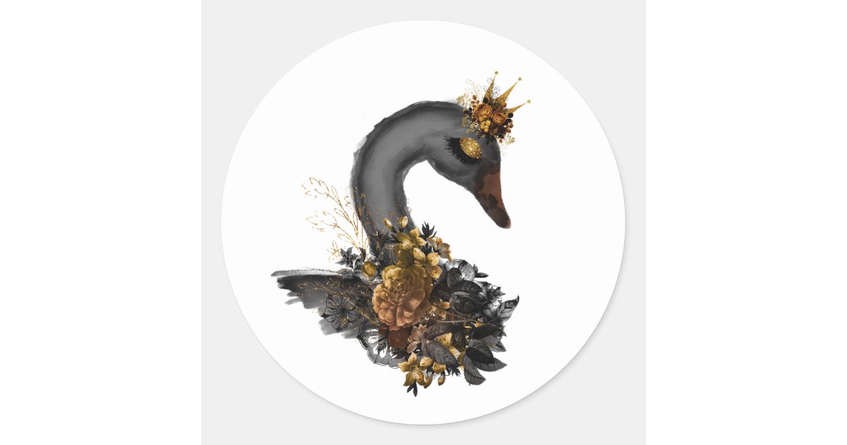 Black Swan Classic Round Sticker | Zazzle