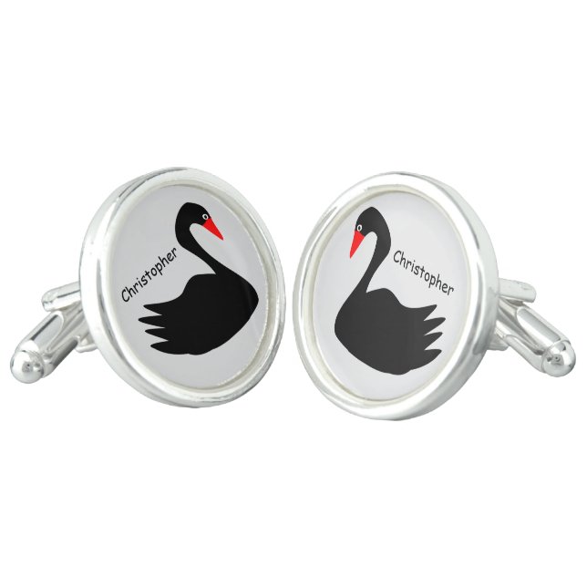 Black Swan Design Personalised Cufflinks (Angled)