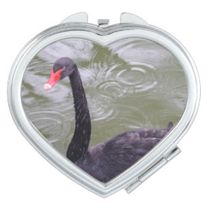 Black Swan Heart Compact Mirror