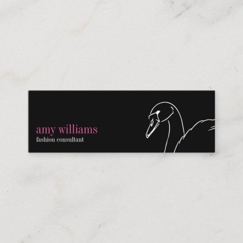 Black swan illustration minimalist sophisticated mini business card