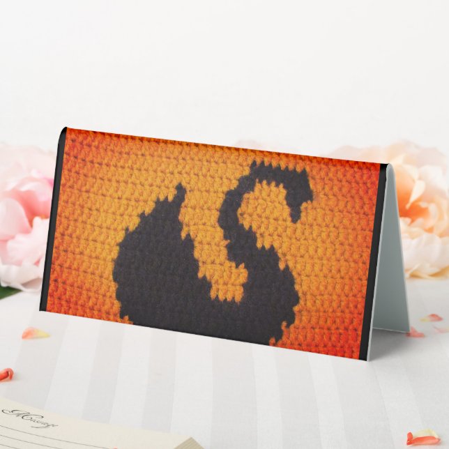 Black Swan in Warm Sunset Designer Crochet Print Table Tent (In SItu (Wedding))