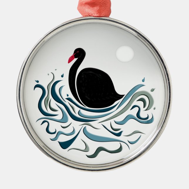 Black Swan Metal Ornament (Front)