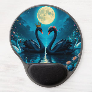 Black Swan Moonlight Romance Scene 🦢 Gel Mouse Pad