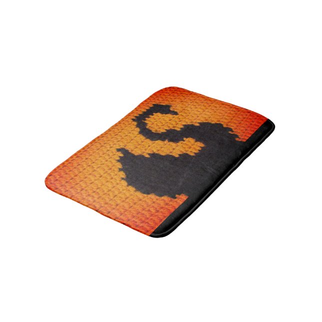 Black Swan Profile In Sunset Artisan Crochet Print Bath Mat (Angled)