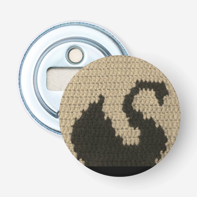 Black Swan Profile Natural Unique Crochet Print Bottle Opener (Front)