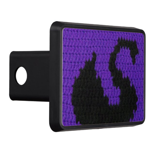 Black Swan Profile Purple Artisan Crochet Print Tow Hitch Cover (Right)