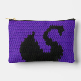 Black Swan Purple Violet Artisan Crochet Print     Accessory Pouch