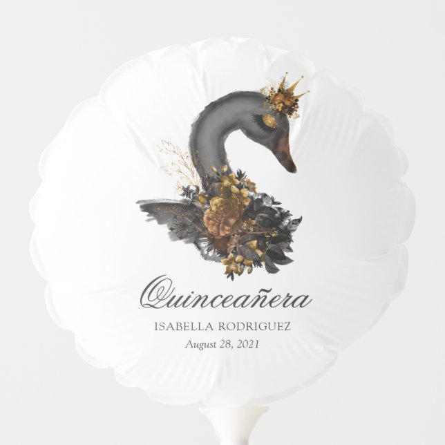 Black Swan Quinceañera Balloon (Front)
