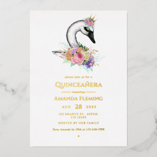 Black Swan Quinceañera Foil Invitation