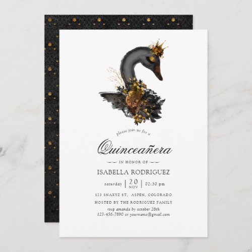 Black Swan Quinceaera Invitation