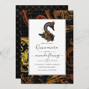 Black Swan Quinceañera Invitation