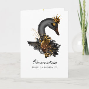 Black Swan Quinceañera Photo Invitation