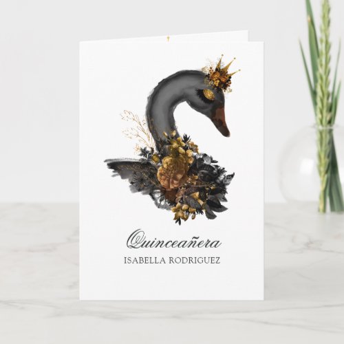 Black Swan Quinceaera Photo Invitation