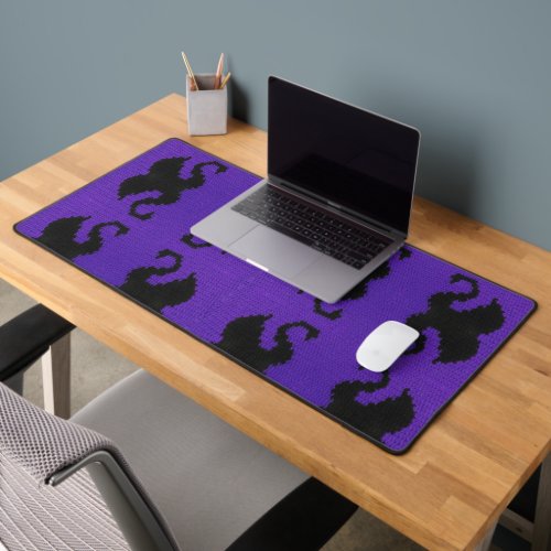 Black Swan Reflection Purple Artisan Crochet Print Desk Mat