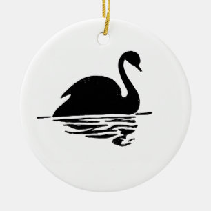 Black Swan Silhouette Ceramic Ornament