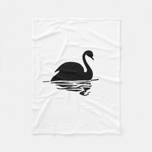 Black Swan Silhouette Fleece Blanket