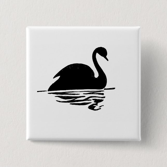 Black Swan Silhouette Pinback Button (Front)