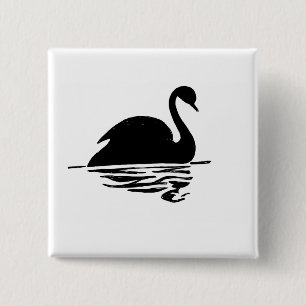 Black Swan Silhouette Pinback Button