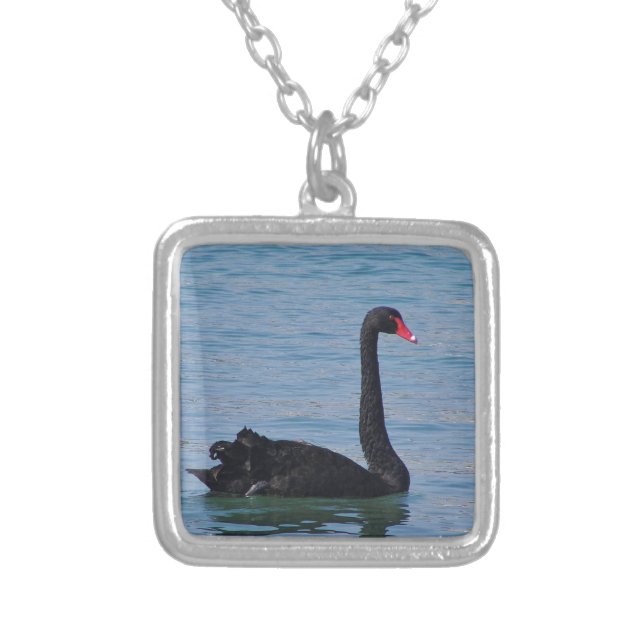 Black Swan Silver Plated Necklace (Front)