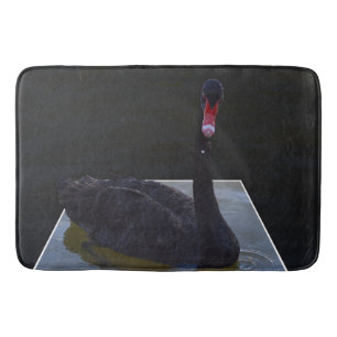 Black Swan Swimming In Dimensional Pond, Bathroom Mat