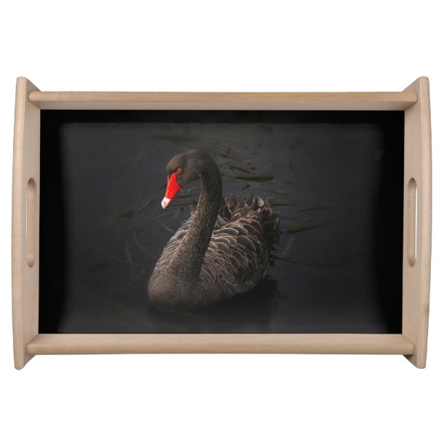 Black Swan Theme Wood Serving Tray (Front)