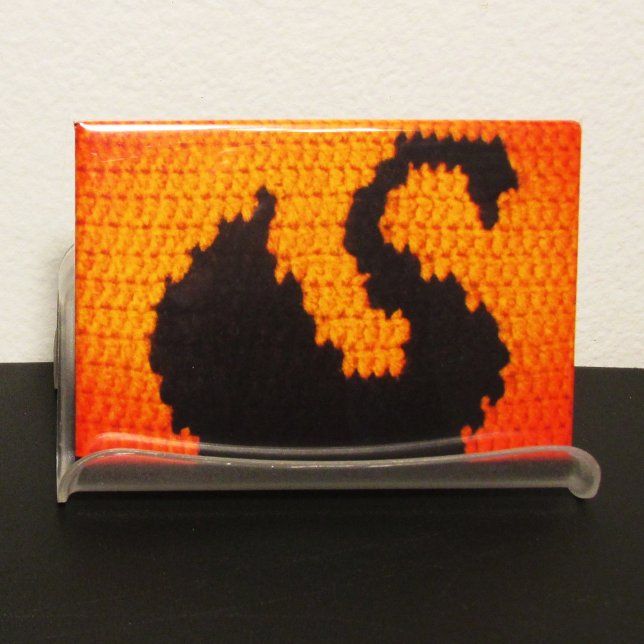 Black Swan Tropical Sunset Artisan Crochet Print   Magnet (Creator Uploaded)