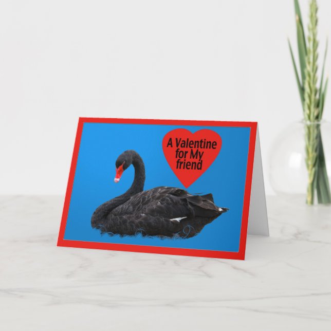 Black Swan Valentine Card for Friend (Front)