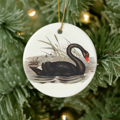 Black Swan Vintage Christmas tree Ceramic Ornament