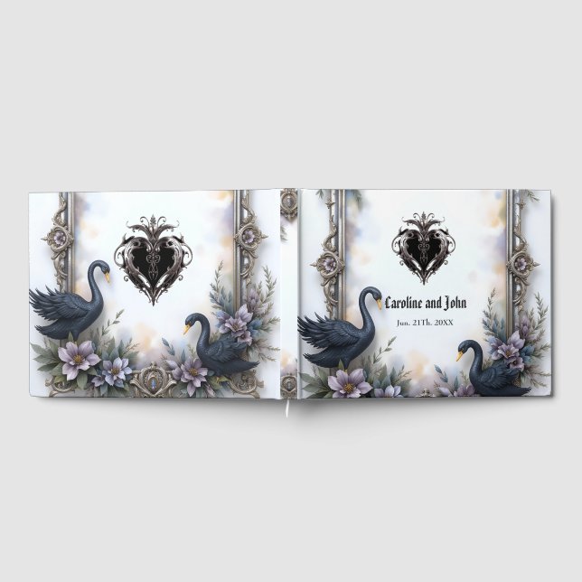 Black Swan Wedding Frame – Gothic Romance Love  Guest Book (Full)