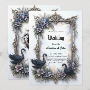 Black Swan Wedding Frame Gothic Romance Love Invitation