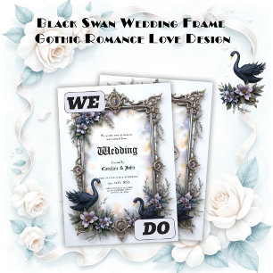 Black Swan Wedding Frame – Gothic Romance Love Invitation