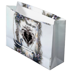 Black Swan Wedding Frame – Gothic Romance Love Large Gift Bag