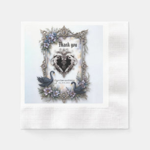 Black Swan Wedding Frame – Gothic Romance Love Napkins