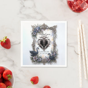 Black Swan Wedding Frame – Gothic Romance Love Napkins