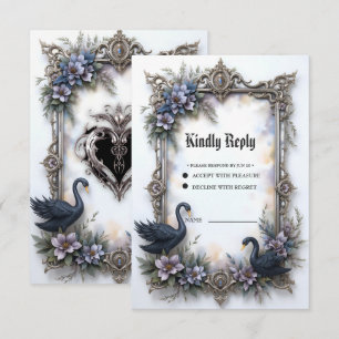 Black Swan Wedding Frame – Gothic Romance Love RSVP Card