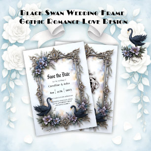 Black Swan Wedding Frame – Gothic Romance Love Save The Date